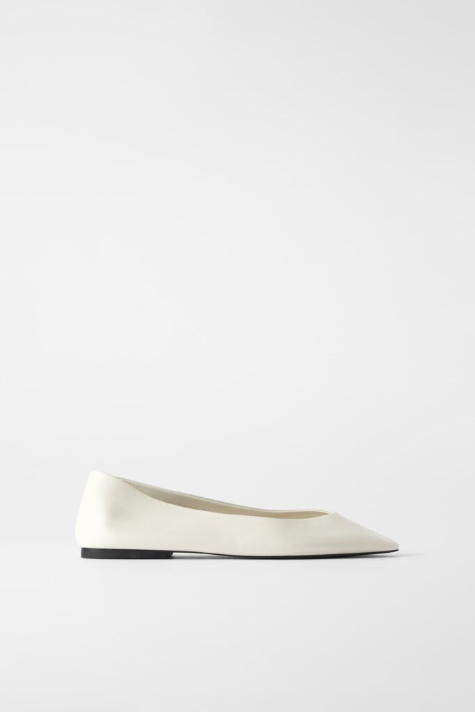 White Soft Leather Ballet Flat