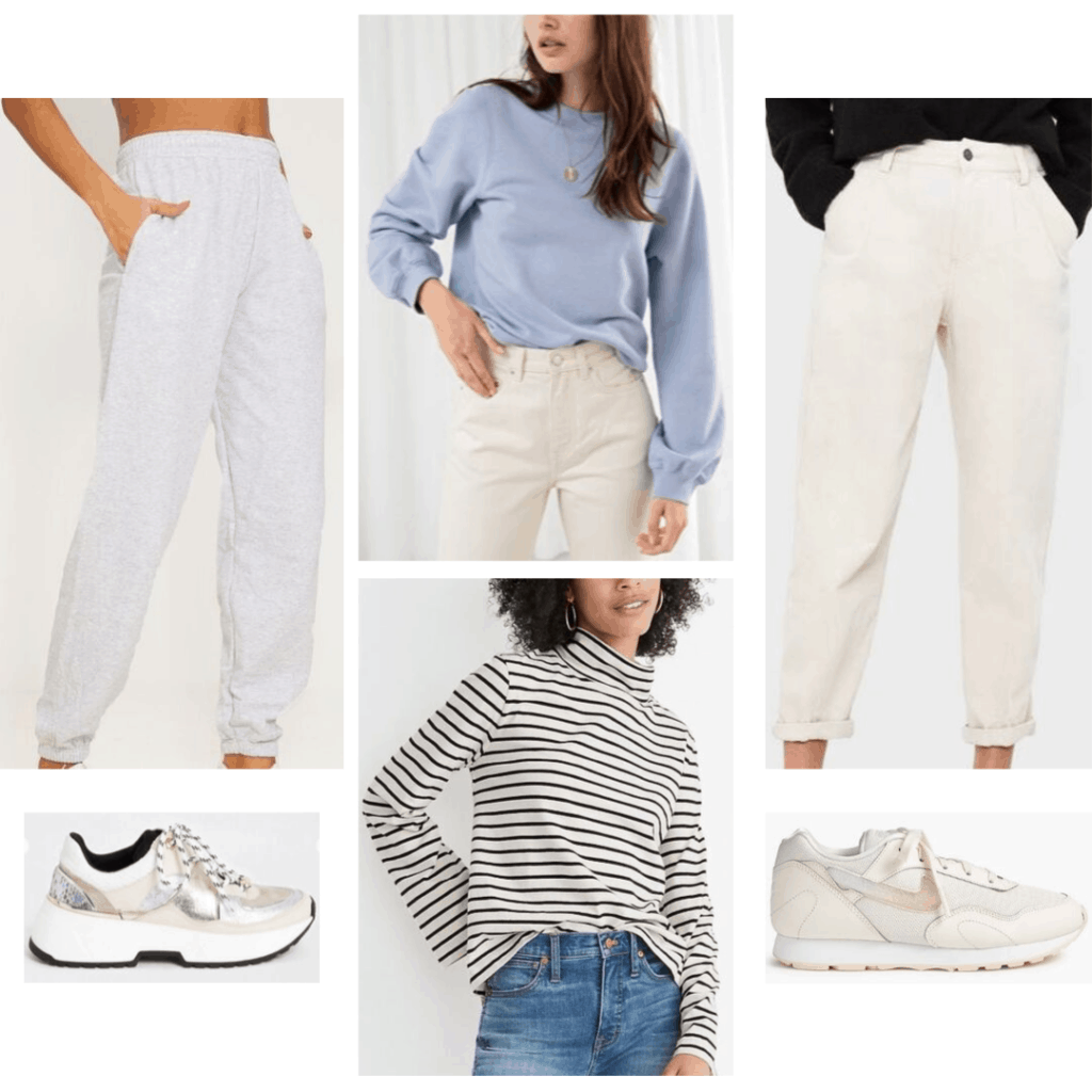 Outfits without jeans: Look with sweatpants, trousers, sweatshirt, turtleneck, sneakers