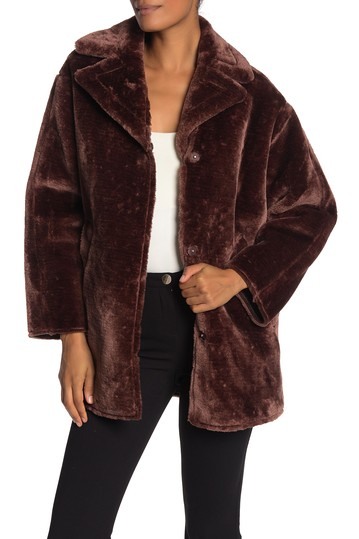 Best affordable winter coats: Nordstrom Rack T Tahari Faux Fur Notch Lapel Coat