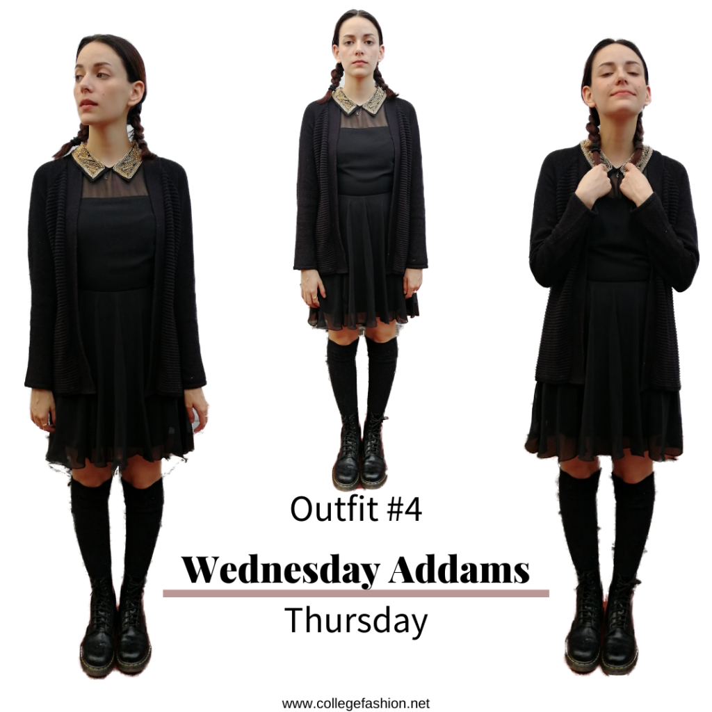 I dressed like Halloween Characters for a week Wednesday Addams - halloween costume