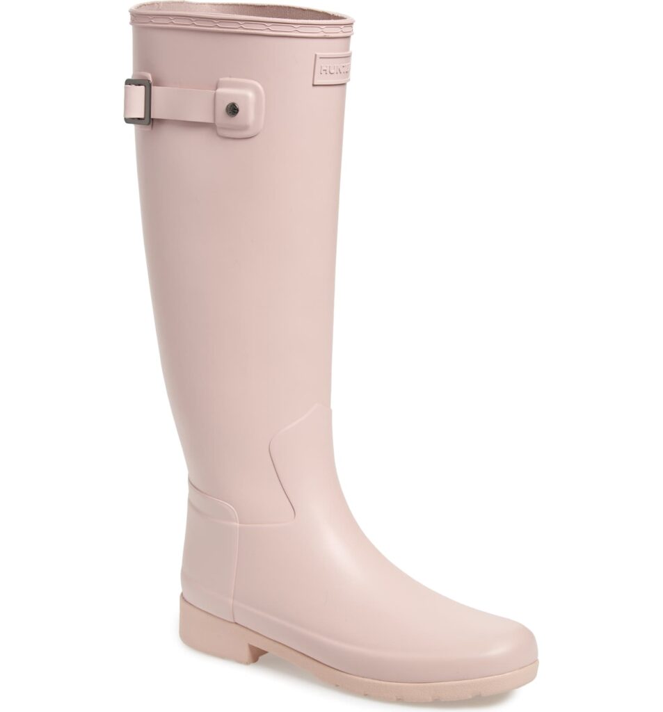 Seven Cute Pairs of Rain Boots to Jazz Up Your Rainy Day Look: Hunter Original Refined Waterproof Rain Boot in pale pink color