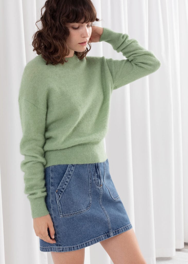 Three Trendy Ways to Wear the Pistachio color trend - pistachio green sweater