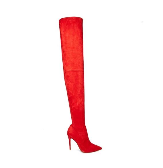 Bright red boots from Steve Madden