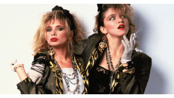 Desperately Seeking Susan style - Rosanna Arquette and Madonna in 80s outfits