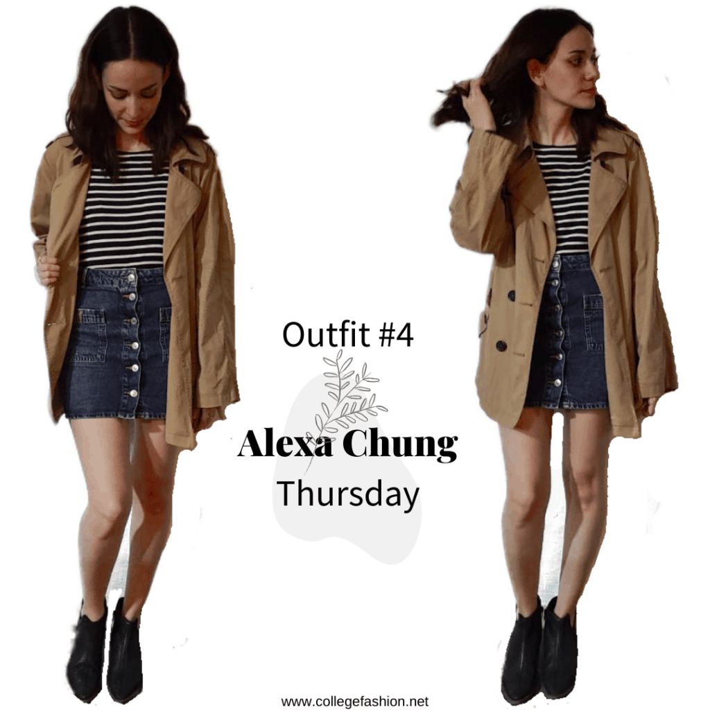 Thursday Outfit Alexa Chung: skirt, shirt, coat, booties