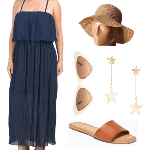 Lana Del Rey style - Honeymoon inspired outfit set with dress, sandals, and hat