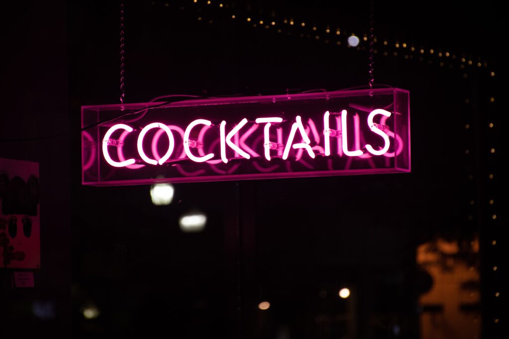 Stock photos of a neon bar sign