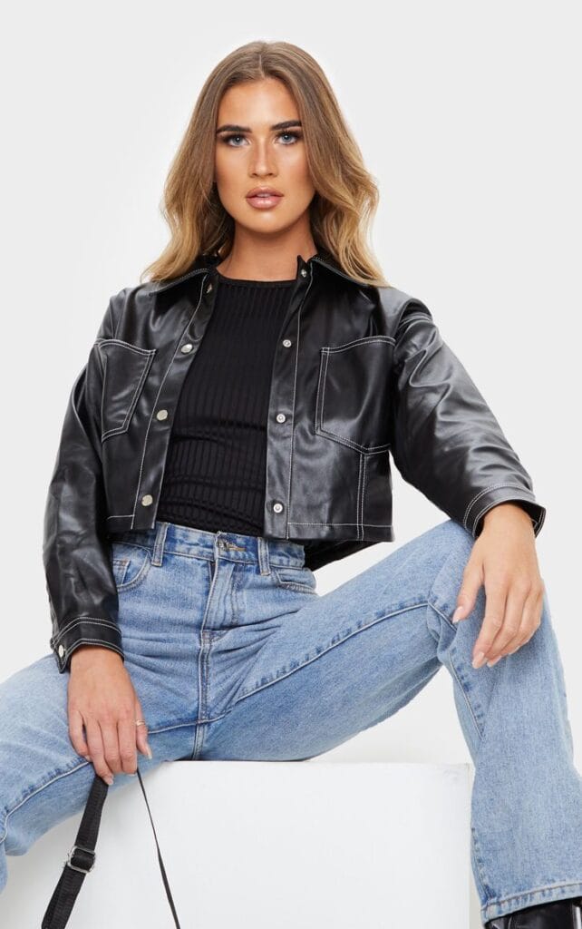 Faux leather jacket from PrettyLittleThing
