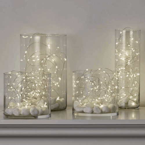 Christmas lights in room ideas - lights in a jar