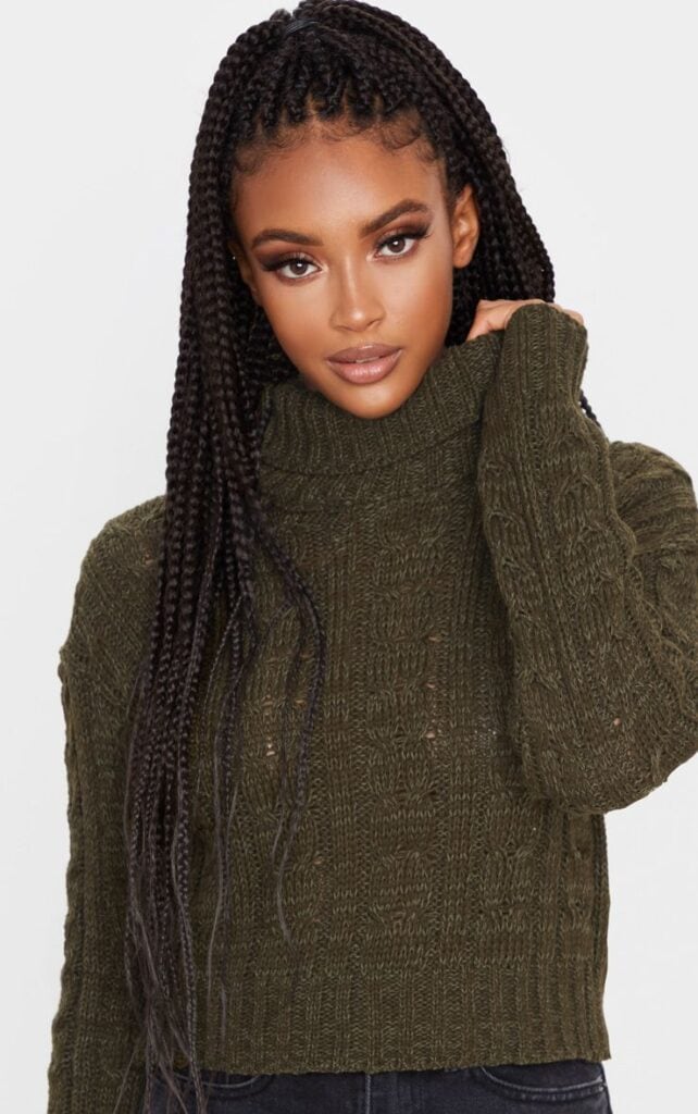 Chunky green knit sweater