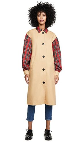 Plaid sleeve trench coat from Shopbop