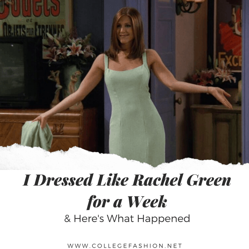 Rachel Green wearing iconic and trendy outfits in Friends