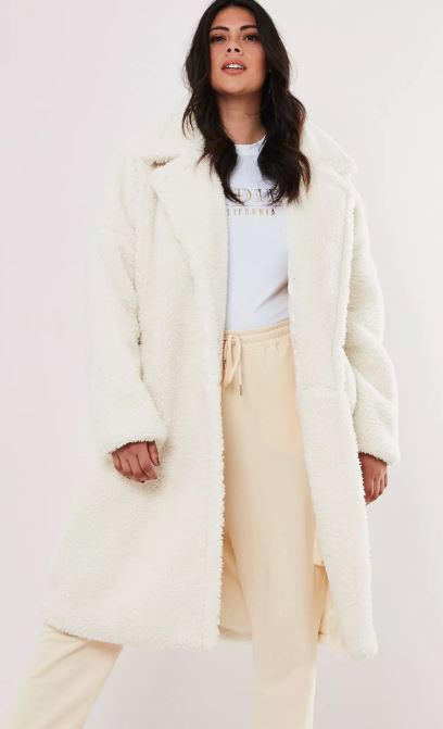 Missguided white borg coat