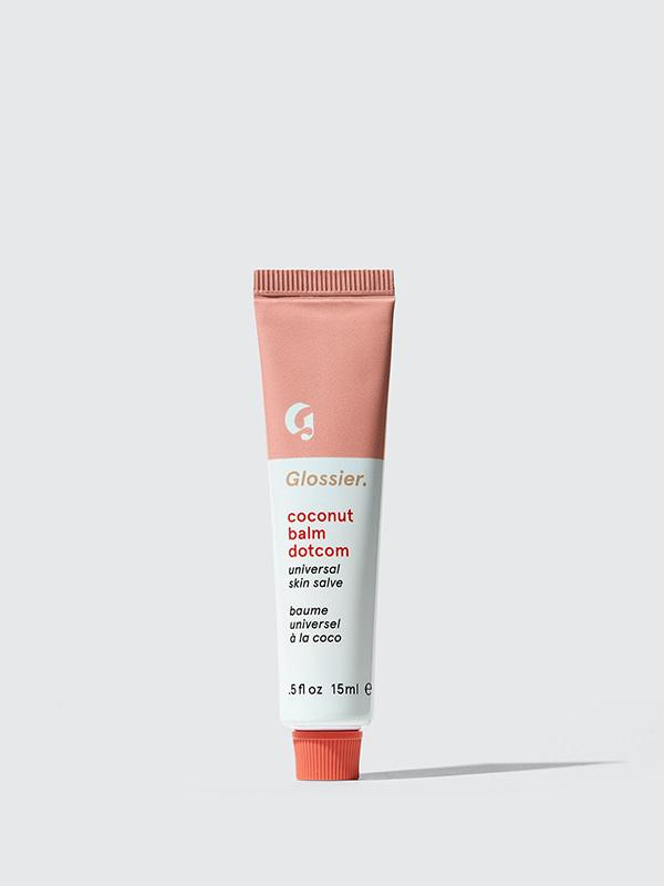 Glossier Coconut Balm Dotcom for keeping lips soft and healthy.