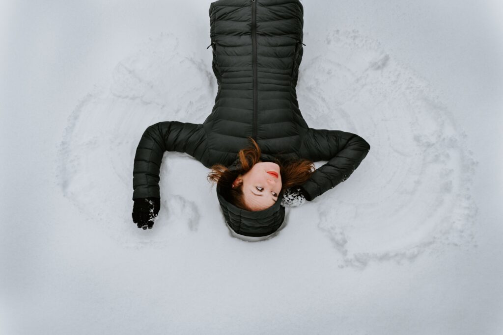 Winter break activities- making snow angels