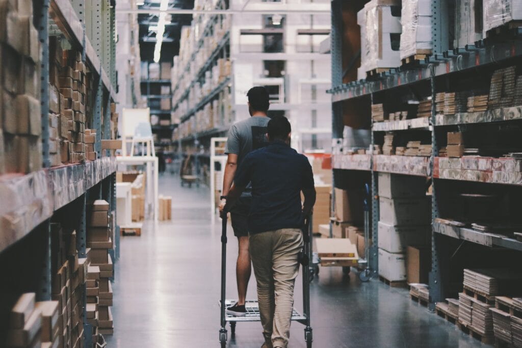 Stock photo of men in a warehouse