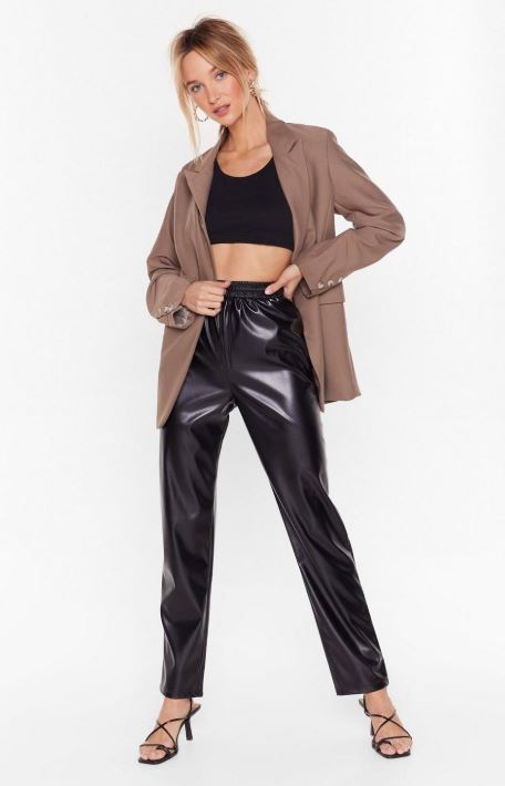 Pleather joggers, one of the hottest 2020 fashion trends