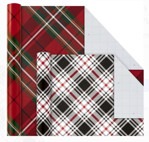 Plaid wrapping paper.