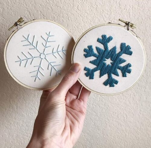 Dorm room christmas decor - Snowflake embroidery hoop art.