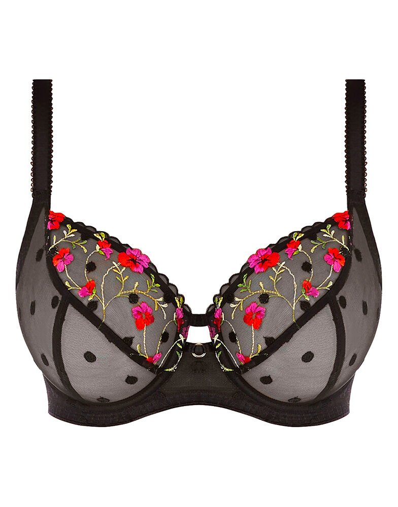 Product photo of a black floral bra from Figleaves