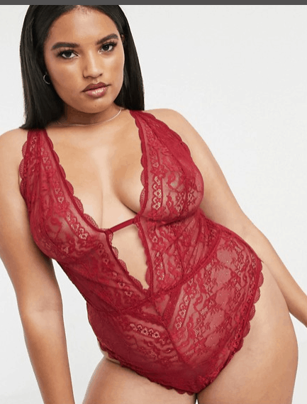 Product photo of a red bodysuit from ASOS