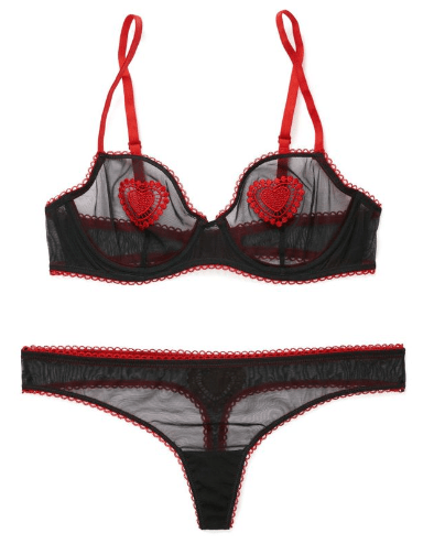 Product photo of a black and red lingerie set from Adore Me