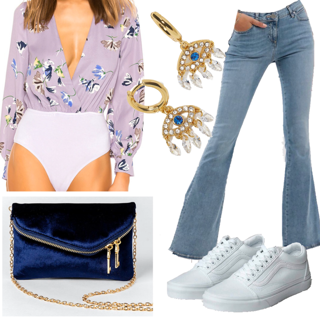 white bell bottom jeans outfit