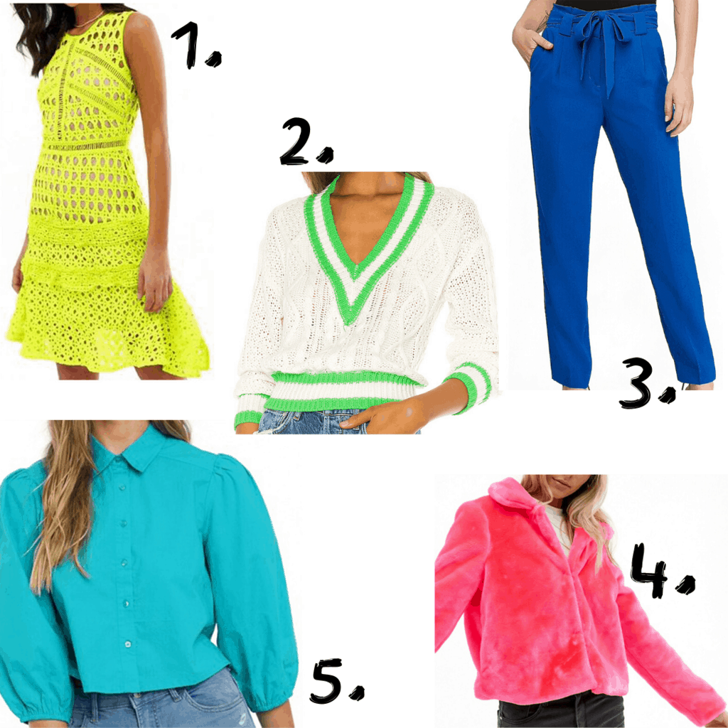 Bold color statement clothing items