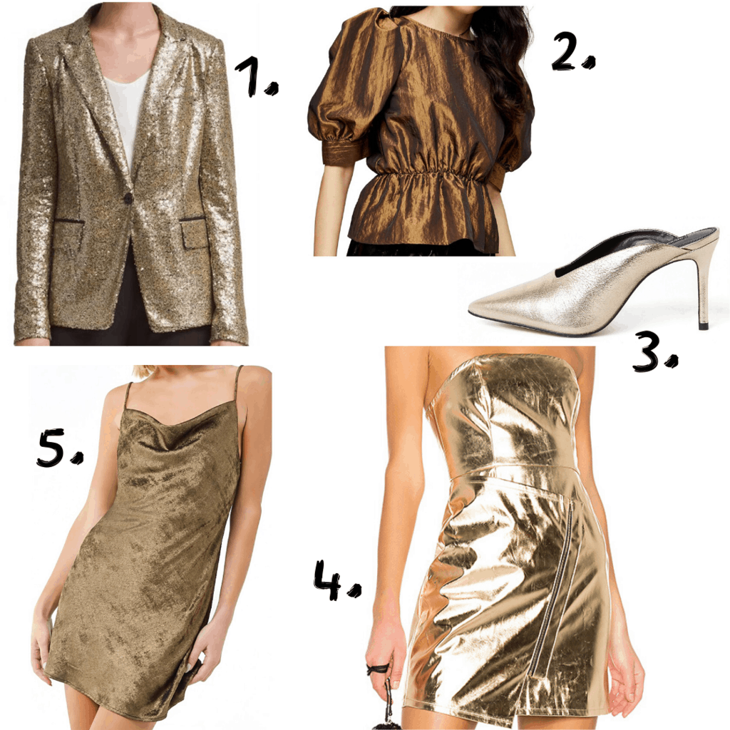 Gold colored clothing items