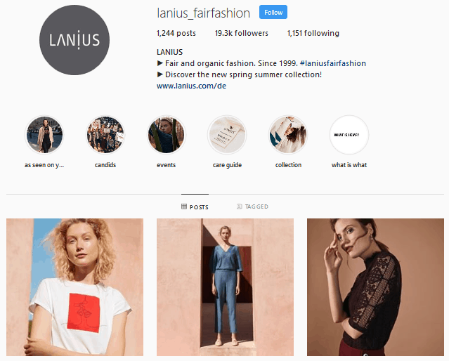 Lanius Instagram profile