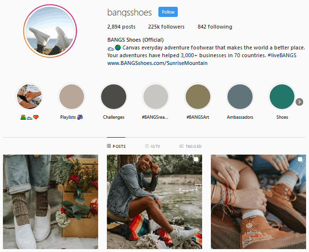 Bangs Shoes Instagram profile