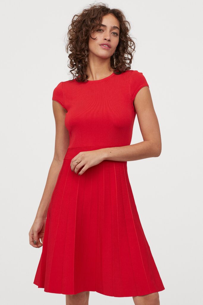 Red fit and flare dress from H&M