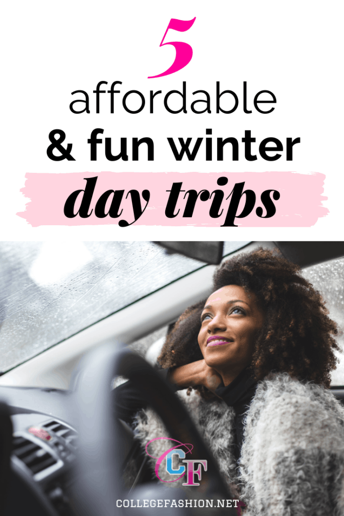 5 affordable and fun winter day trips ideas, plus what to wear - photo of a woman in a car in winter