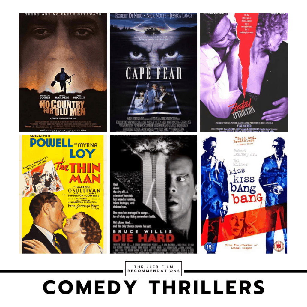 Comedy thriller movie collage