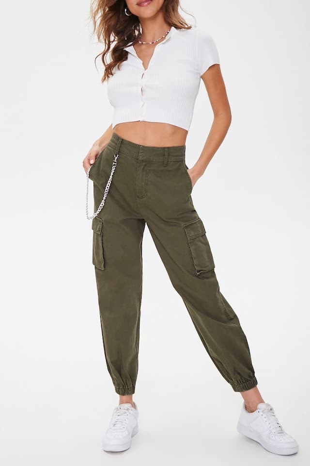 Product photo of green cargo pants from Forever 21