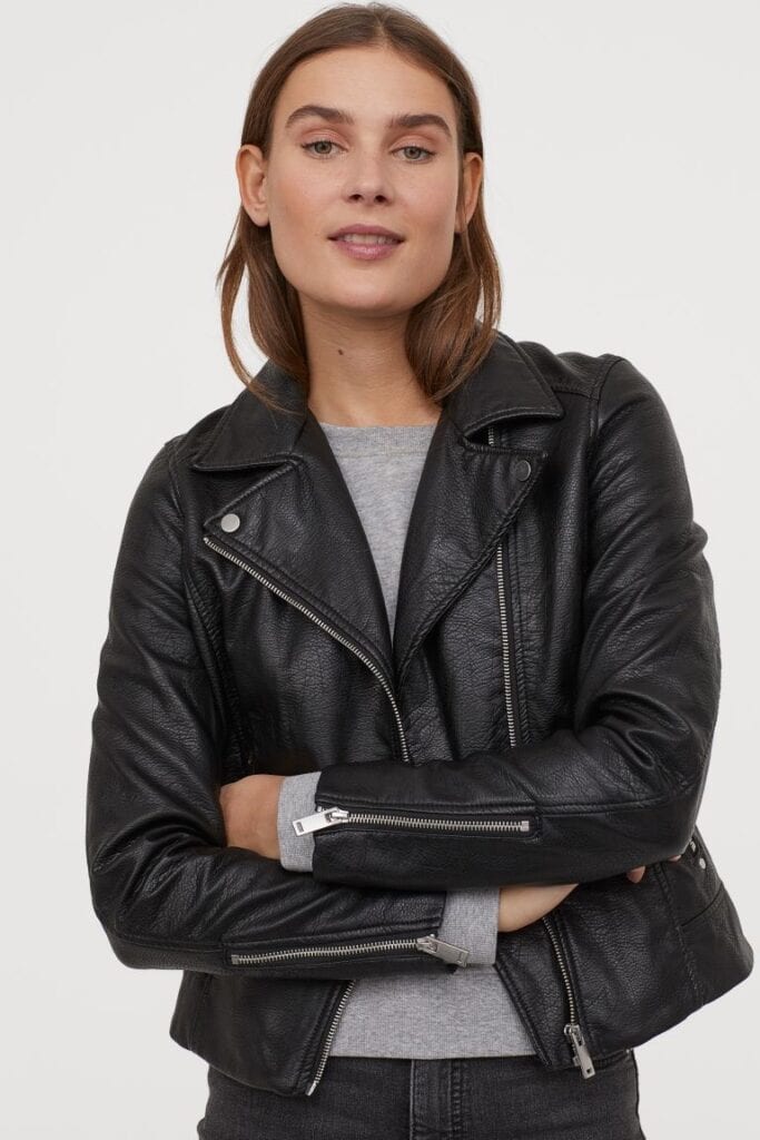 Product photo of a leather jacket from H&M