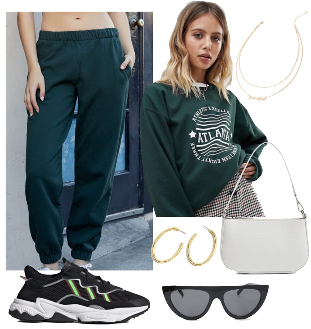 green sweatshirt outfit