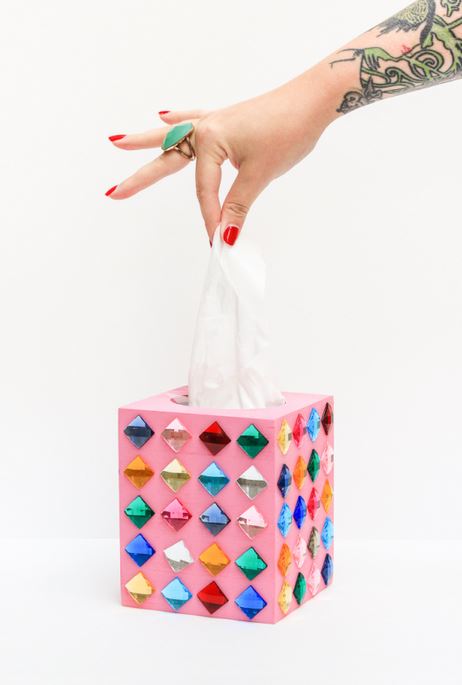 Rhinestone tissue box.