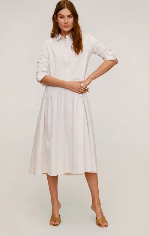 Spring pieces we love: Classic white shirt dress by Mango