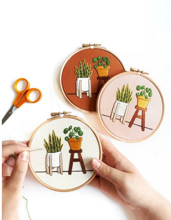 Houseplants embroidery kit.