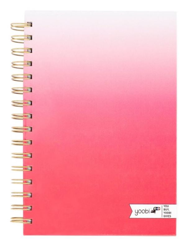 Ombre pink notebook.