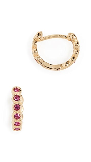 Gorjana Fuchsia Crystal Huggie Hoop Earrings