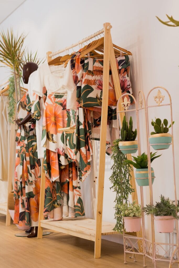 Colorful clothing and cacti.