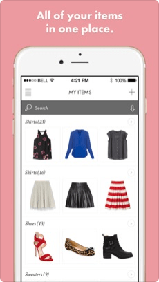 Photo of the interface of "ClosetSpace"