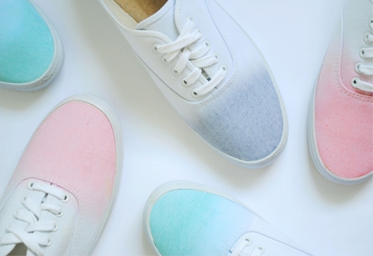 pastel ombre and white sneakers