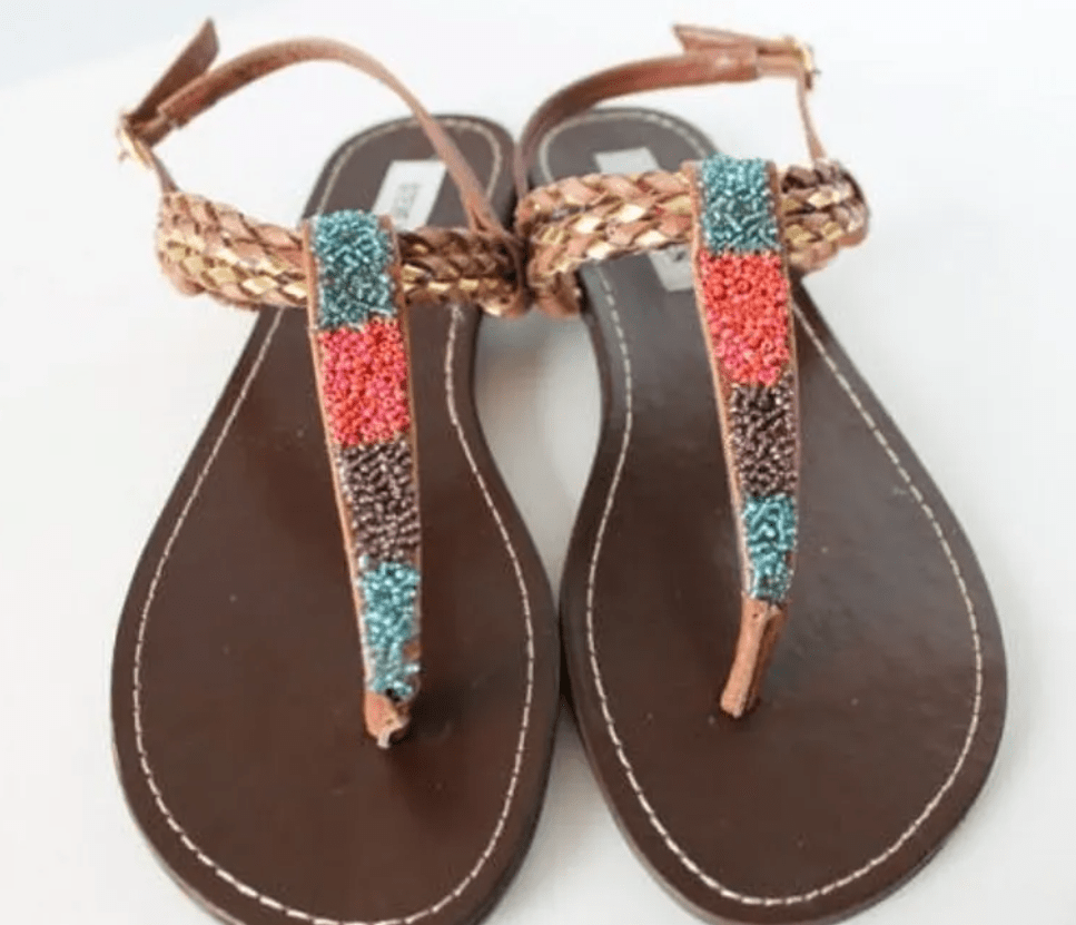 sandals with colorful bead detail