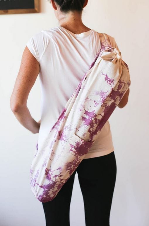 Mother's day gifts 2020: Purple dyed yoga mat bag.