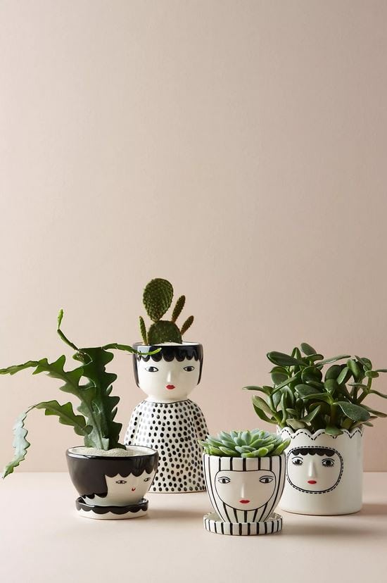 Mother's day gifts 2020: Ceramic face planters.