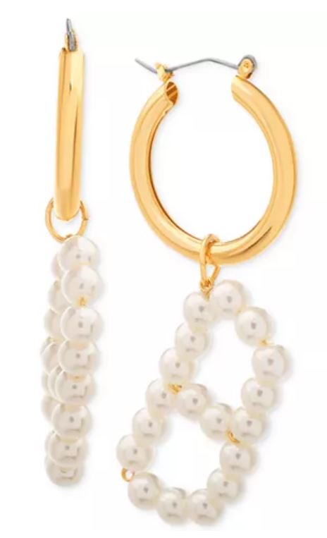 Pearl letter earrings.