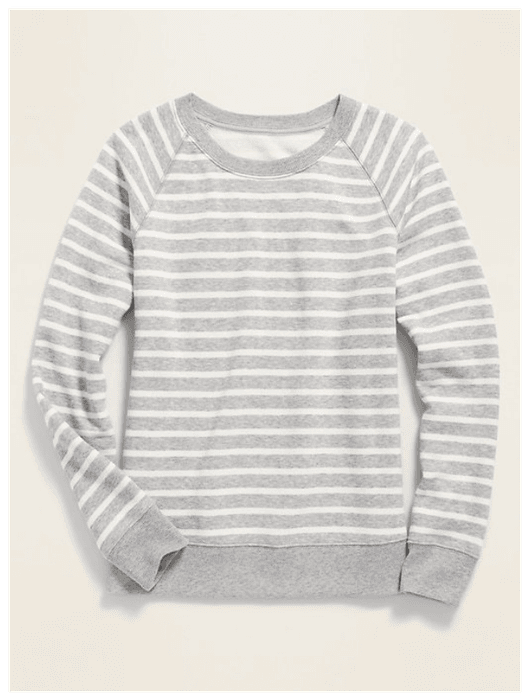 Relaxed Vintage Crew-Neck Sweatshirt in Gray Stripe, shown against light gray background